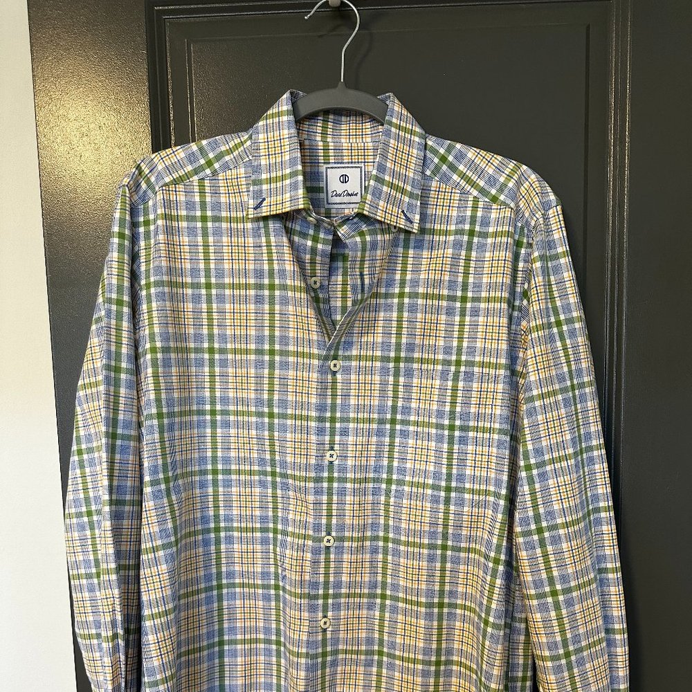 Men's Colorful Plaid Shirt from David Donahue - Size M - 100% Cotton